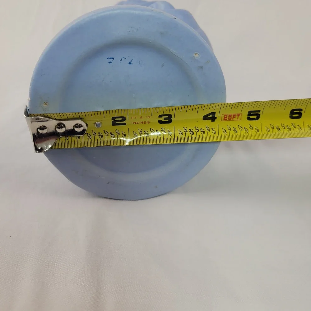 Vintage Haeger USA Pottery Blue Art Deco Wave Scroll Vase Mid Century Modern